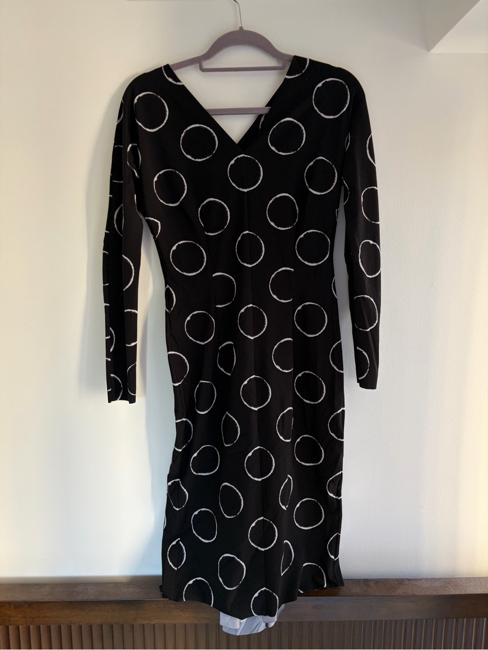 Schella Kann Circle Print Black stretch sheath dress - Size 38
